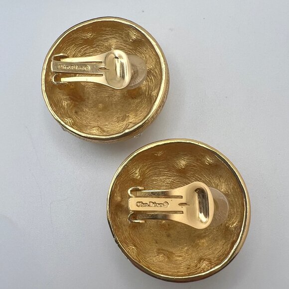 Christian Dior Swarovski Polka Dot Dome CLIP Earrings - Picture 5 of 6